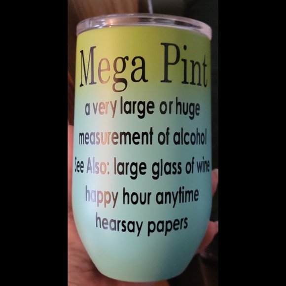 Double Wall Wine Tumbler | Blue/Green | 15 Oz | Mega Pint Vinyl Decal - Picture 1 of 1